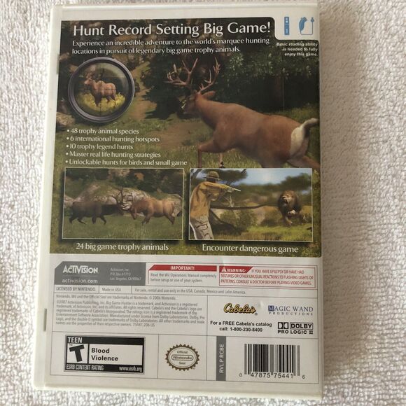 Cabela's Big Game Hunter-Nintendo Wii, 2007-Rated Teen-Professionally Resurfaced - Picture 3 of 3
